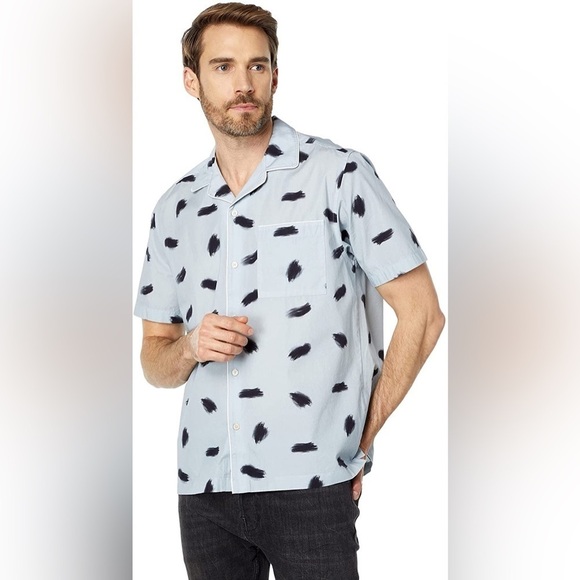 Ted baker Sourdo Short Sleeve Brush Stroke Print Shirt Ted Size 5/XL - Picture 1 of 4